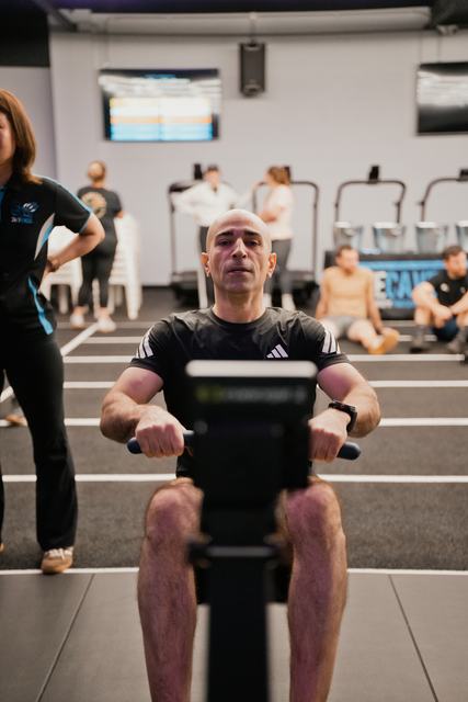Eyes forward on the rower
